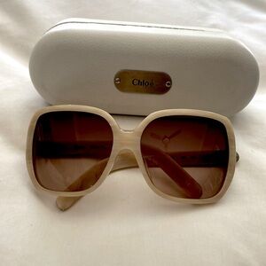 Cream Chloe sunglasses with soft brass details